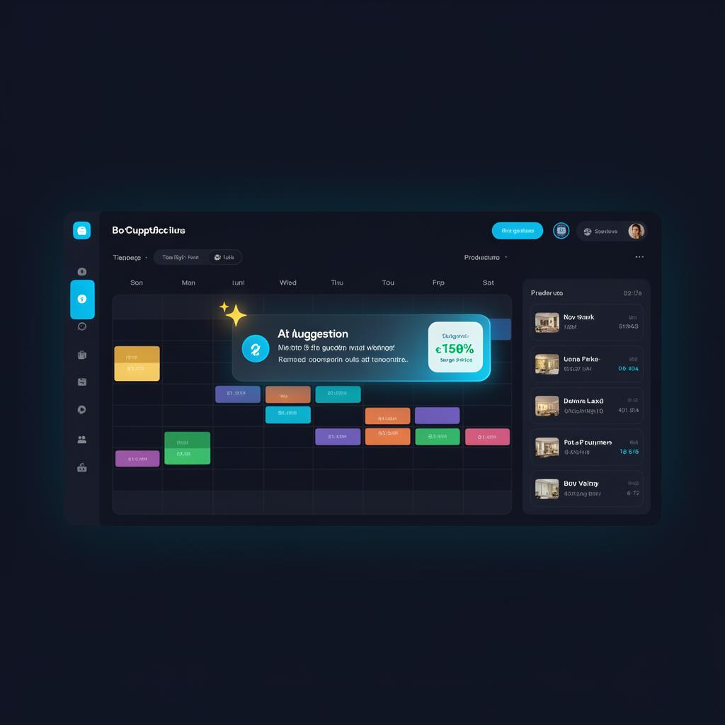 AI booking platform calendar with smart suggestion popover